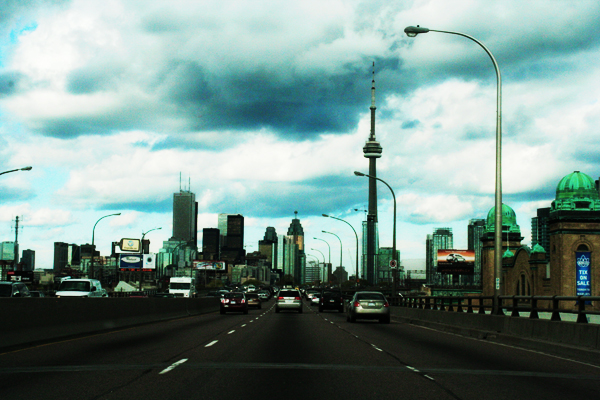 Driving into downtown Toronto on a particularly moody day