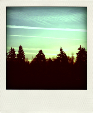 Plane trails polaroid